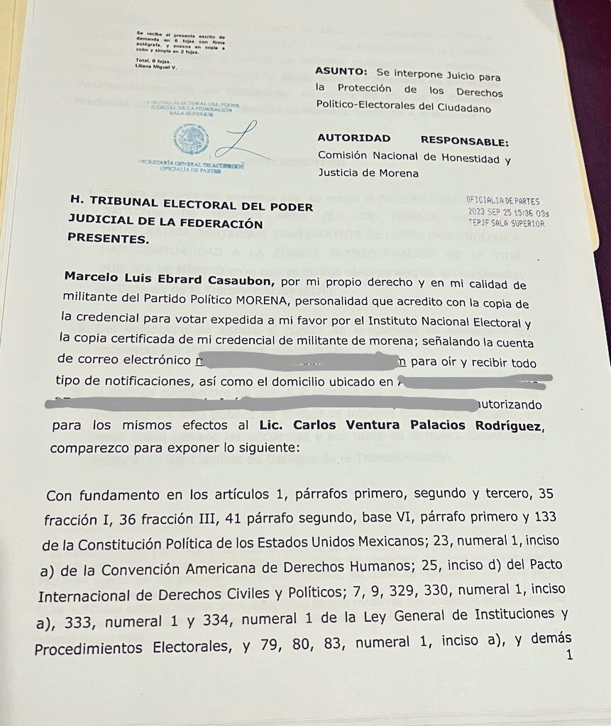 Ebrard denunció ante el Tribunal Federal Electoral a Morena