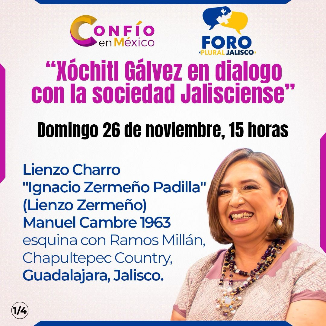 Xóchitl Gálvez estará en Jalisco